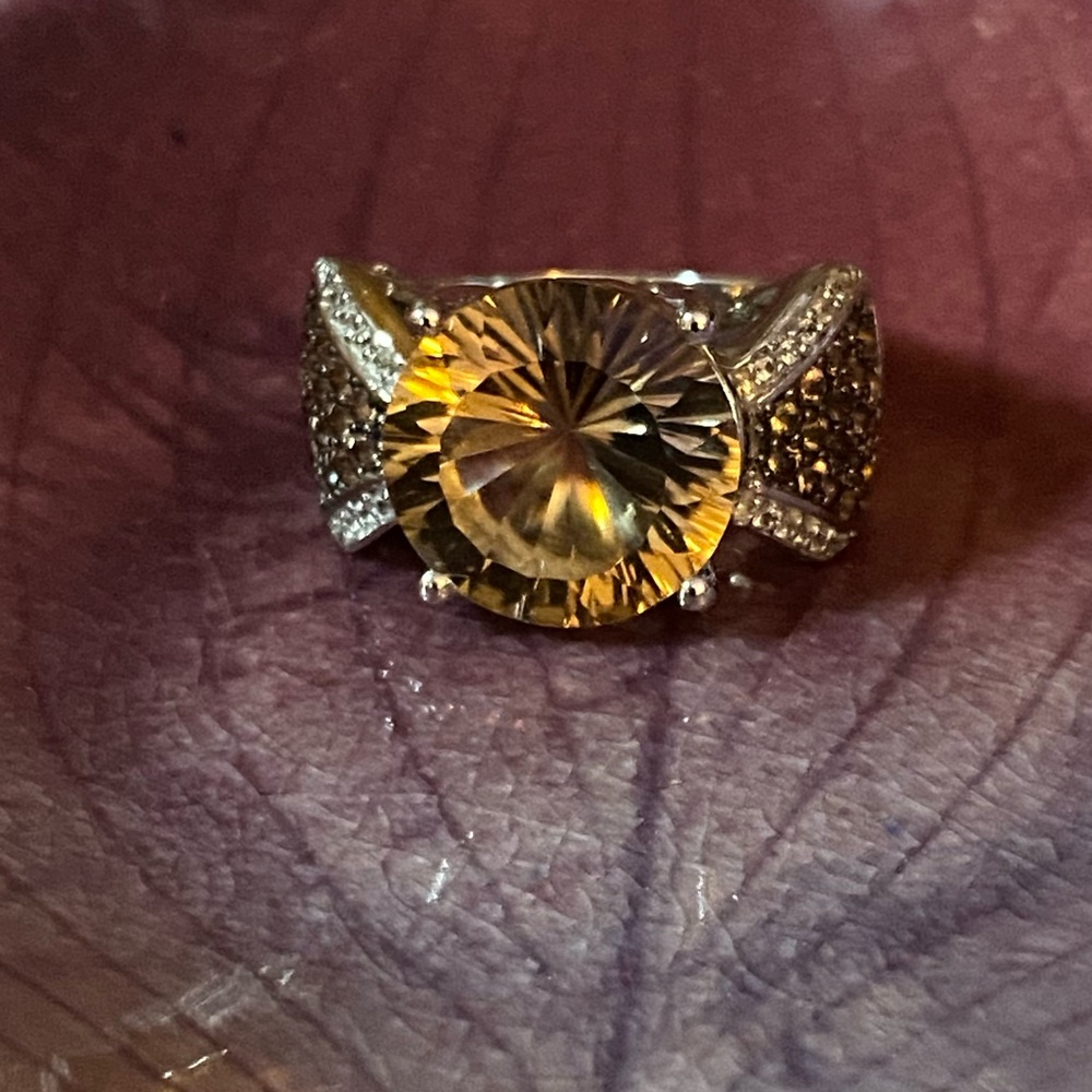 NWOT QUARTZ, ANDALUSITE W ZIRCON STERLING RING